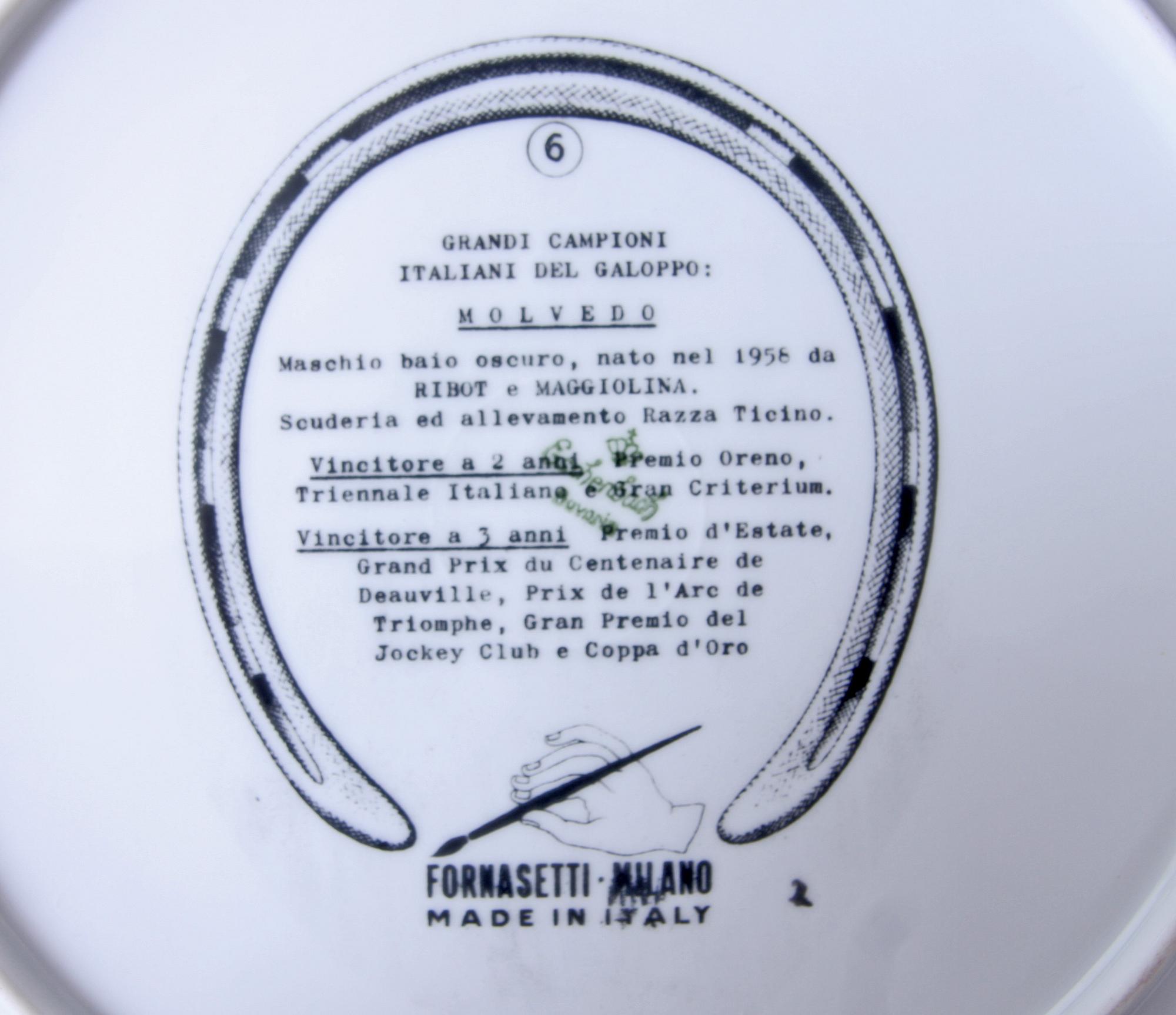 TALLRIKAR, 6 st. Porslin, Fornasetti, Milano, Italien.