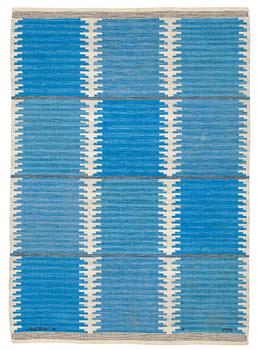 RUG. "Rosita, blå". Flat weave (rölakan). 191,5 x 136 cm. Signed AB MMF V MR.