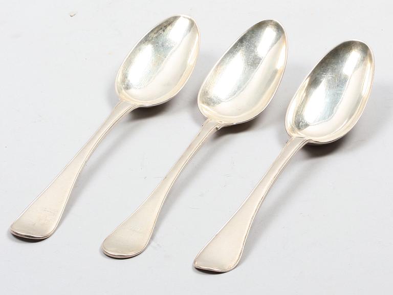 MATSKEDAR, 3 st, silver, bla  Johan Petter Grönvall, Stockholm, 1700-tal resp tidigt 1800-tal.