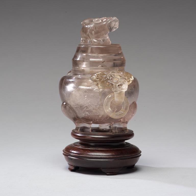 A rock chrystal censer with cover, Qing dynasty (1644-1912).