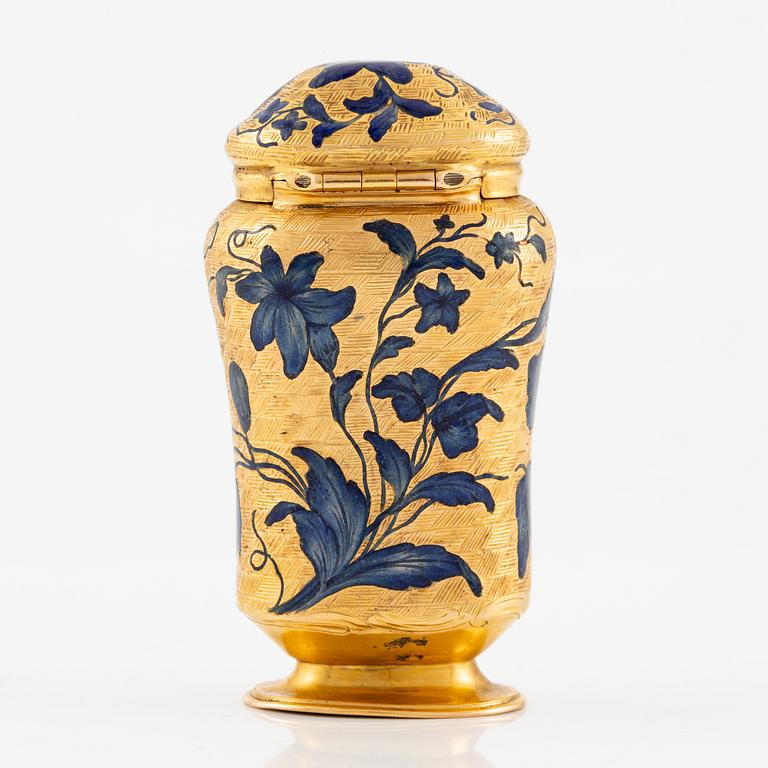 A Swedish 18th century 20K gold scent box, mark of Frantz Bergs, Stockholm 1753.