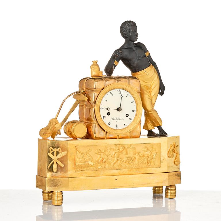 A French Empire ormolu and patinated bronze 'Le Matelot' mantel clock, Paris, early 19th century.