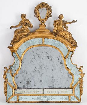 A late Baroque mirror overpiece from the workshop of Burchardt Precht (Master 1674-1738), early 18th century.