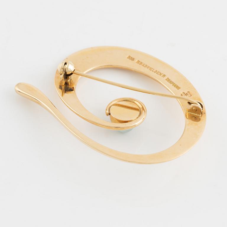 Bent Gabrielsen, brosch, 14K guld, Danmark.