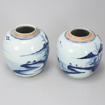 Two blue and white jars, Qing dynasty, 19th century.