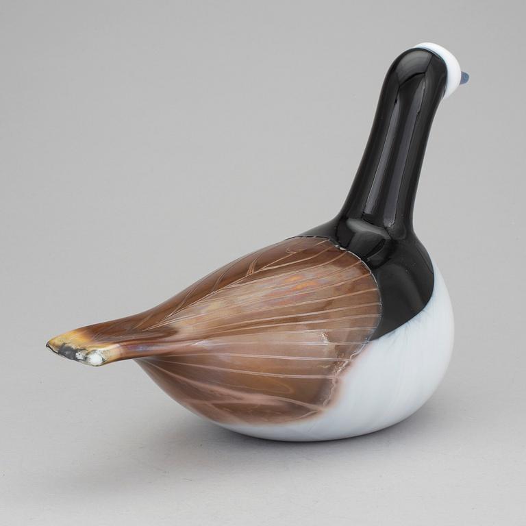 OIVA TOIKKA, skulptur, glas, "Valkoposkihanhi", Nuutajärvi Notsjö Pro Arte, Iittala, signerad och numrerad 295/2000.