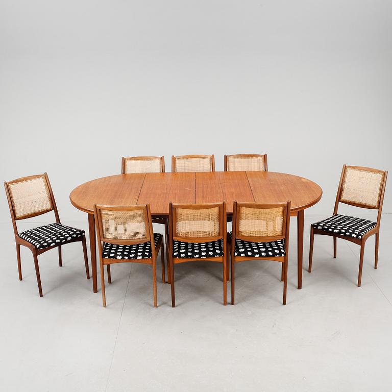 MATSALSGRUPP 9 delar, teak, 1900-talets mitt.