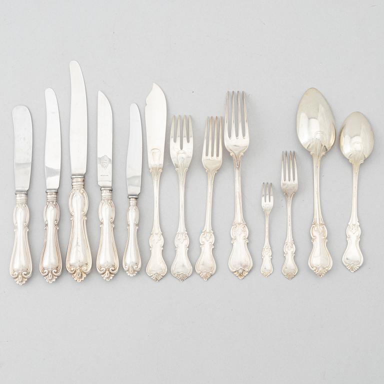 A Swedish Silver Cutlery Set, model "Olga", CG Hallberg, Stockholm, 1935-38 (122 pieces).