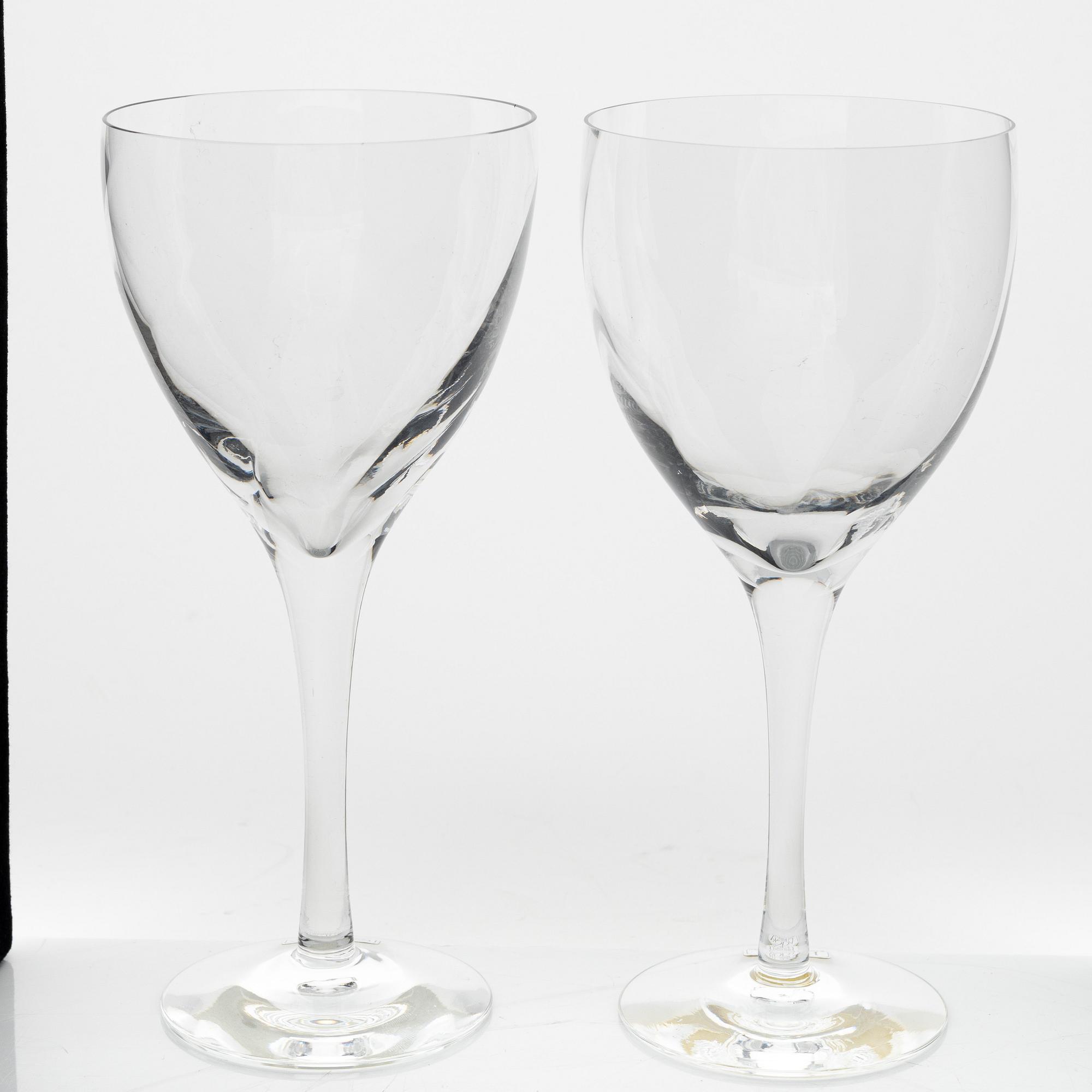 Bertil Vallien, 18 wine glasses 'Chateau' from Kosta Boda, Sweden.
