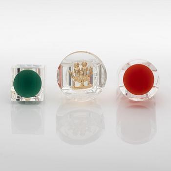 Siv Lagerström, three acrylic plastic rings, 1970s.