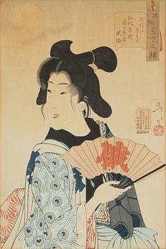 Tsukioka Yoshitoshi, Skönhet ur serien "32 Aspects of Customs and Manners of Women" 風俗 三十二相 (Fuzoku sanjuniso).