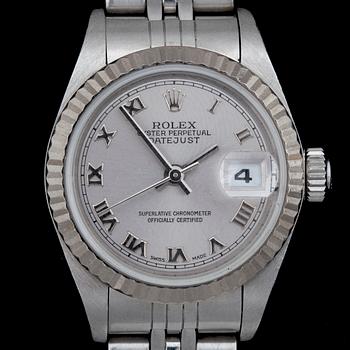 DAMARMBANDSUR, Rolex Oyster Perpetual, Datejust, stål/rhodium, med  box och cert, 2001/2002.