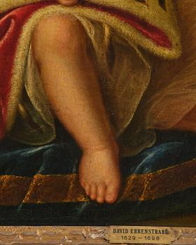 Nicolaes Maes, hans krets, Porträtt av en pojke i hermelinfodrad mantel och mops.