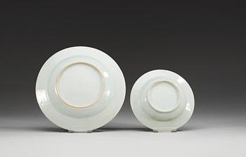 A set of six famille rose dinner dishes and six dessert dishes, Qing dynasty, Qianlong (1736-95).