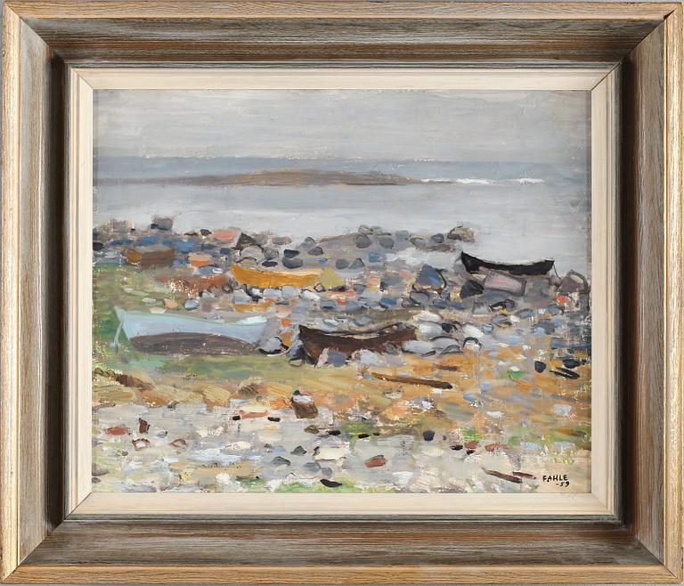 GUSTAF ADOLF FAHLE, olja på pannå, signerad och daterad -59.