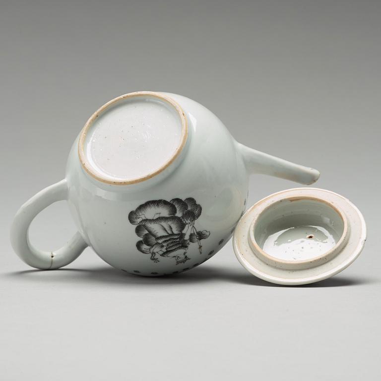 A six part grisaille tea service, Qing dynasty, Qianlong (1736-1795).