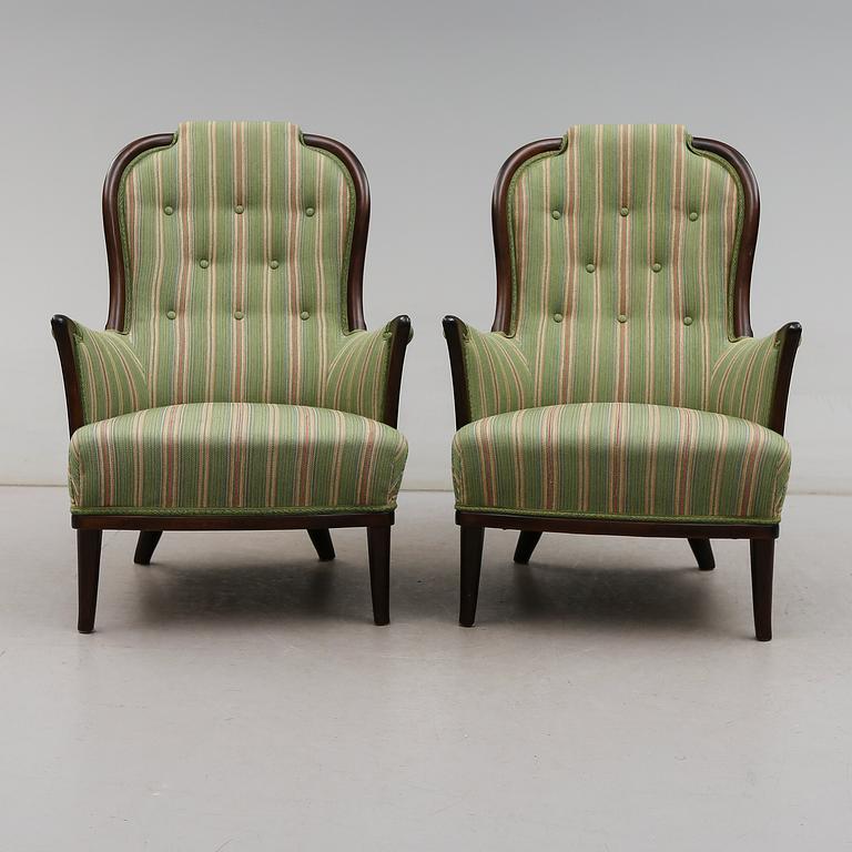 FÅTÖLJER, 1 par, "Vår Fru", Carl Malmsten, AB O.H. Sjögren, Tranås.