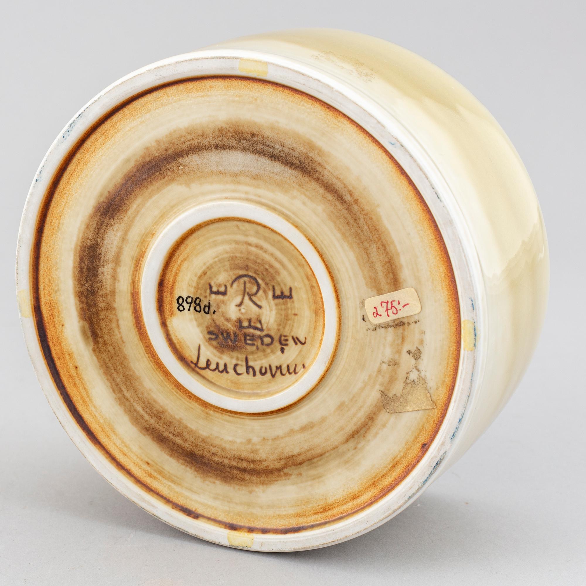 SYLVIA LEUCHOVIUS, a stonewarejar with cover, Rörstrand, Sweden, numbered 898d.