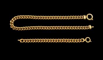 437. A CHAIN + BRACELET. 14K gold . Length 45 and 18 cm. Weight 70 g.
