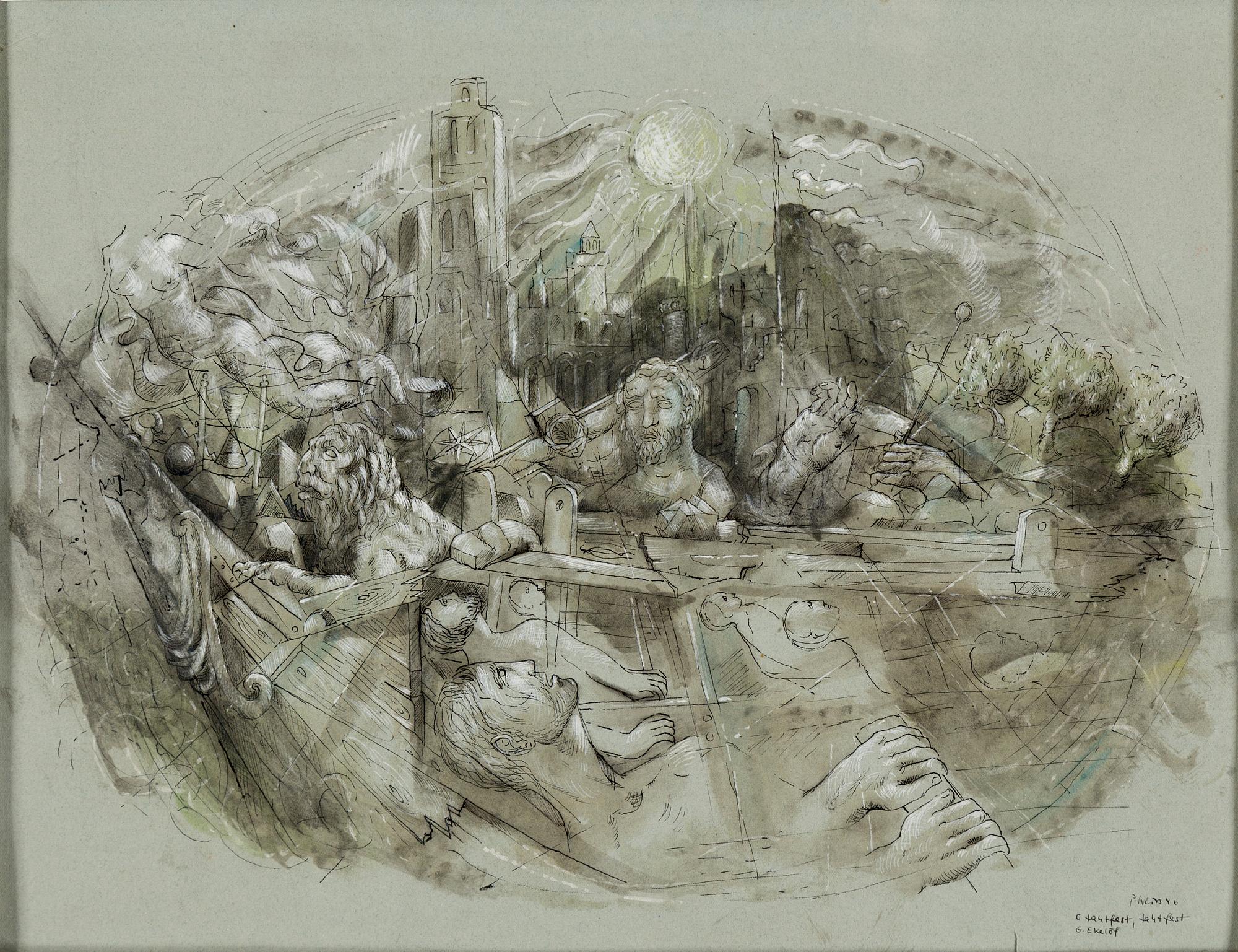 PETER WEISS, mixed media on paper, signed and dated 46.