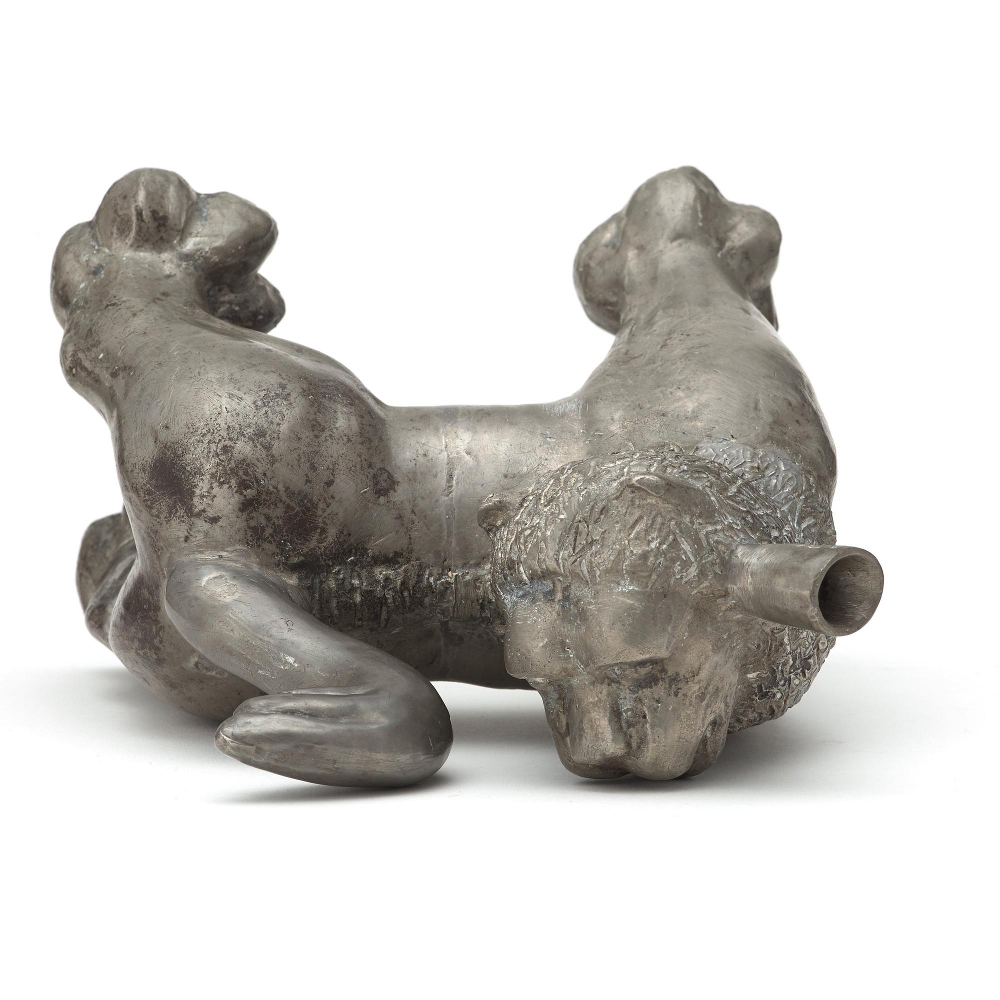 Anna Petrus, a pewter flask in the shape of a lion, Herman Bergman, Stockholm 1920's.