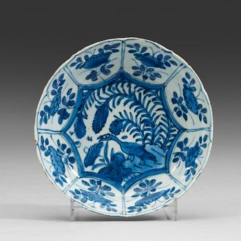 513. A set of nine blue and white kraak dishes, Ming dynasty, Wanli (1572-1620).