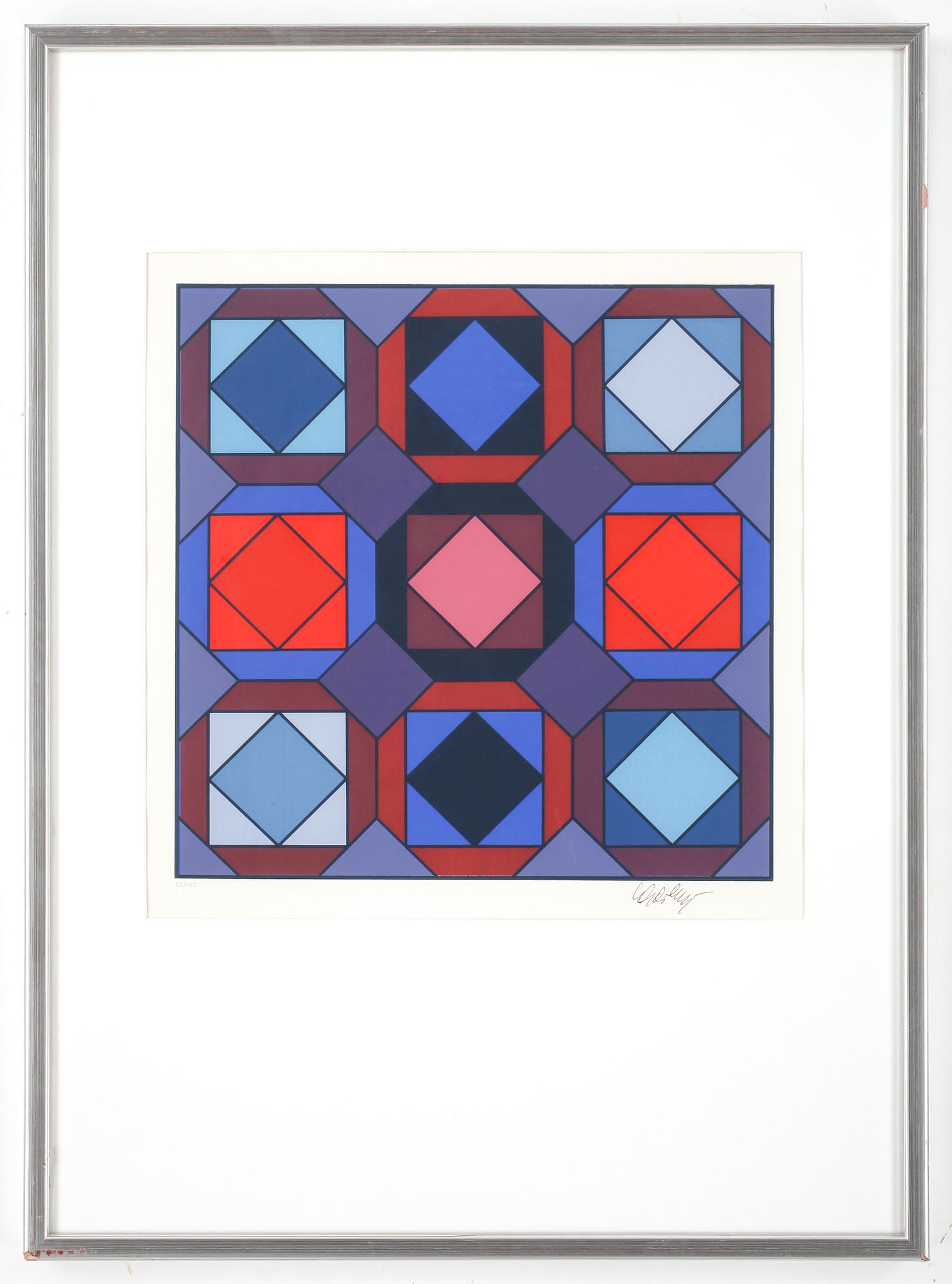 VICTOR VASARELY, färgserigrafi, signerad och numrerad 66/100.