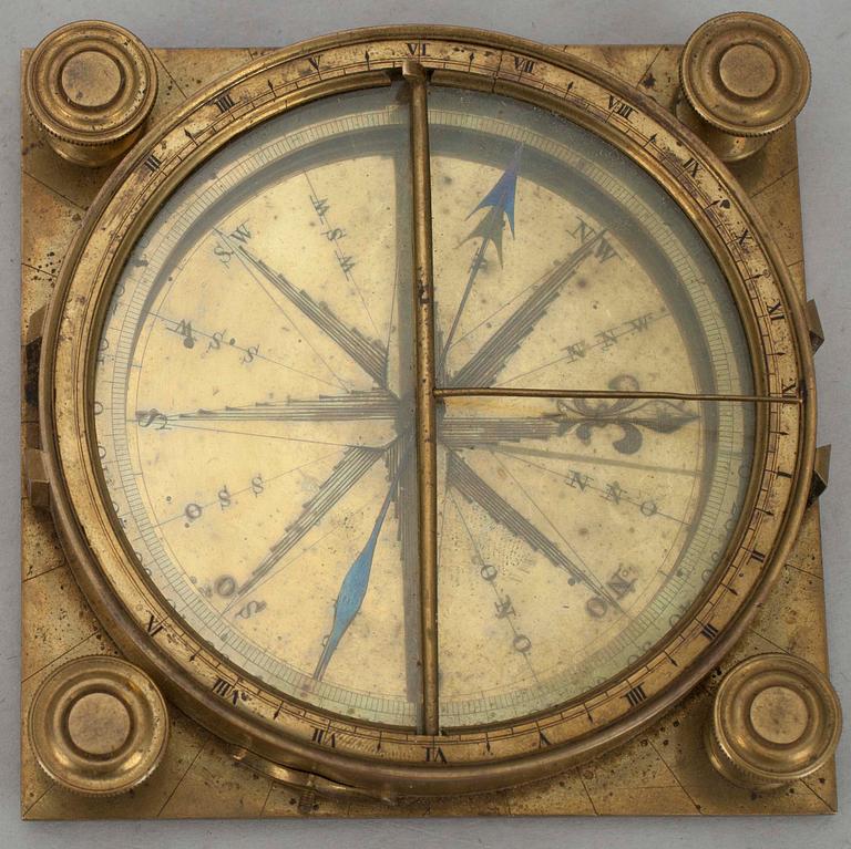 NAVIGATIONSINSTRUMENT, mässing, läderetui, 1800-tal.