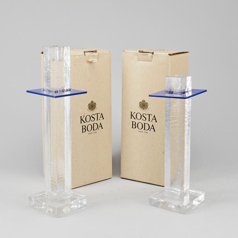 LJUSSTAKAR, 4 st, glas, "Tower", Bertil Vallien, Kosta Boda.