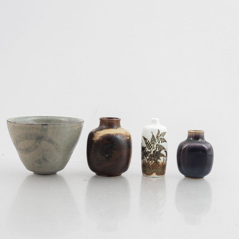 Nils Thorsson, a set of 3 vases and 1 bowl, Royal Copenhagen, Denmark.