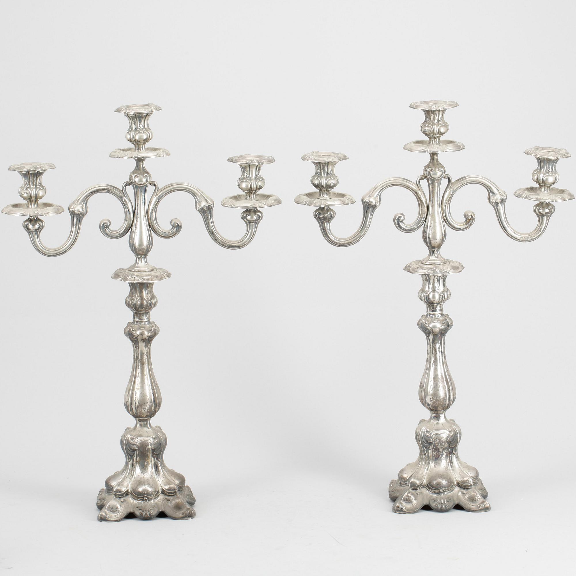KANDELABRAR, ett par, silver, Tyskland, 1800/1900-tal.