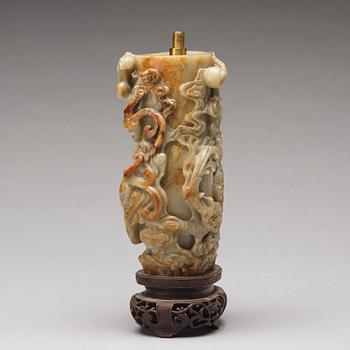 A sculptured stone vase, presumably late Qing dynasty.