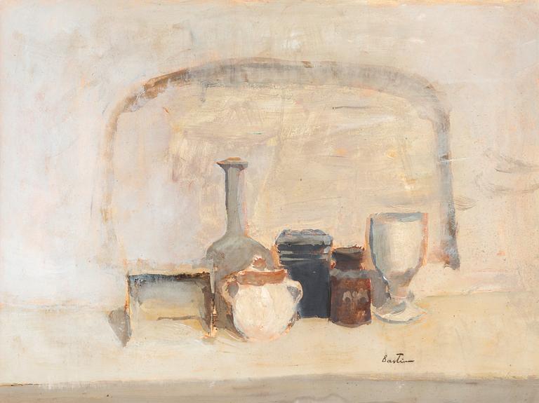 Louis Bastin, "Stilleben vid nischen" (Still life).