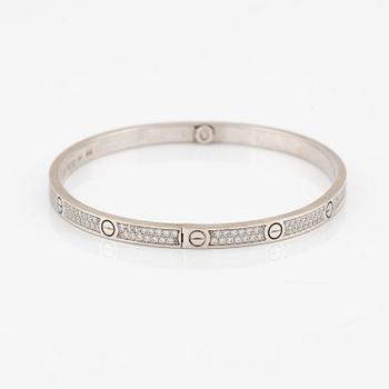 Cartier armband "Love", liten modell, 18K vitguld med runda briljantslipade diamanter.
