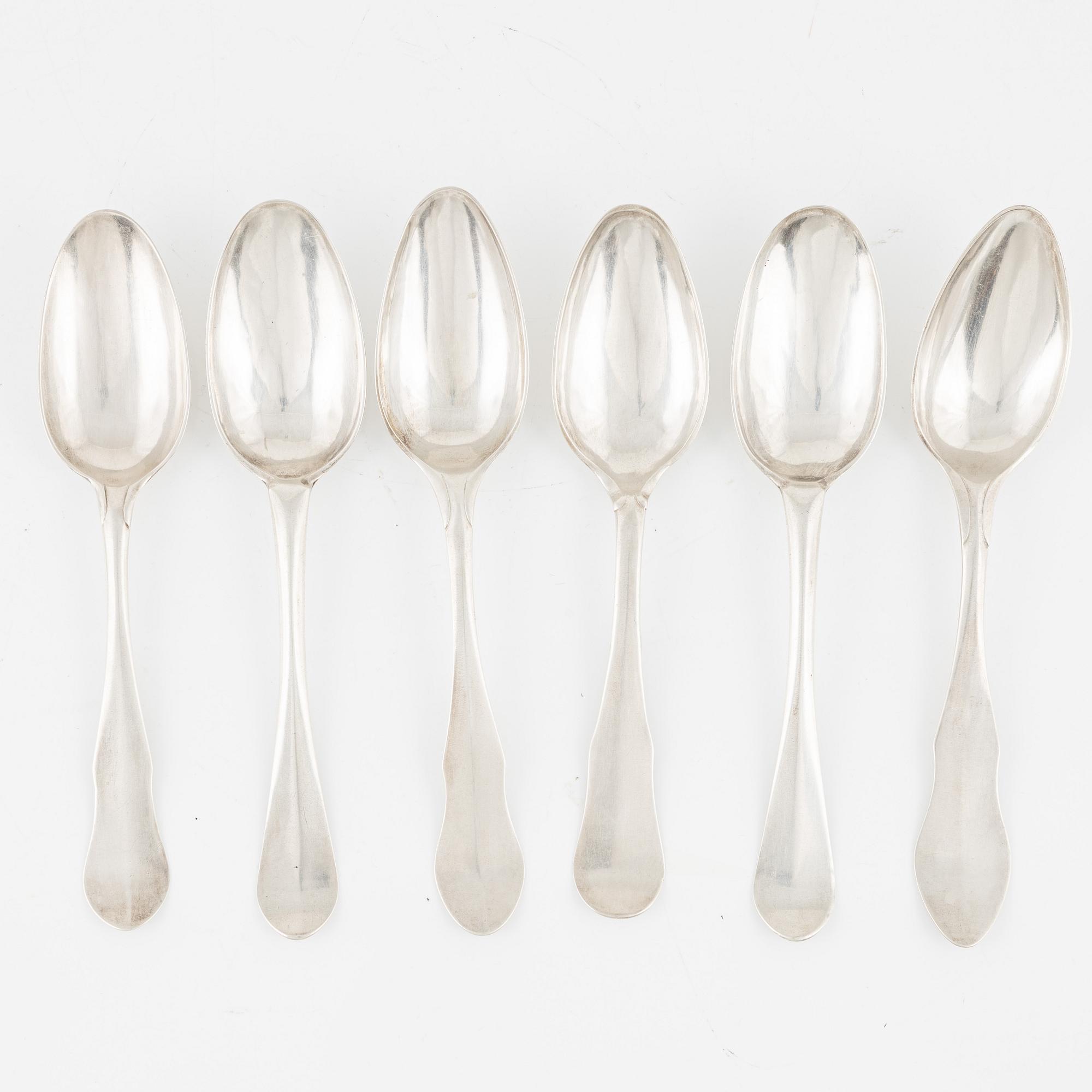 Matskedar, 6 st, silver, Sverige 1700-1800-tal.