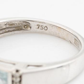 Ring, pendant, and a pair of earrings, 18K white gold with topaz and small diamonds.