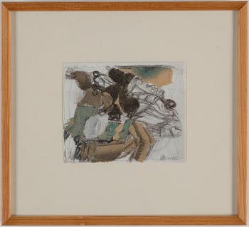 BIRGIT BROMS, collage on paper, signed.