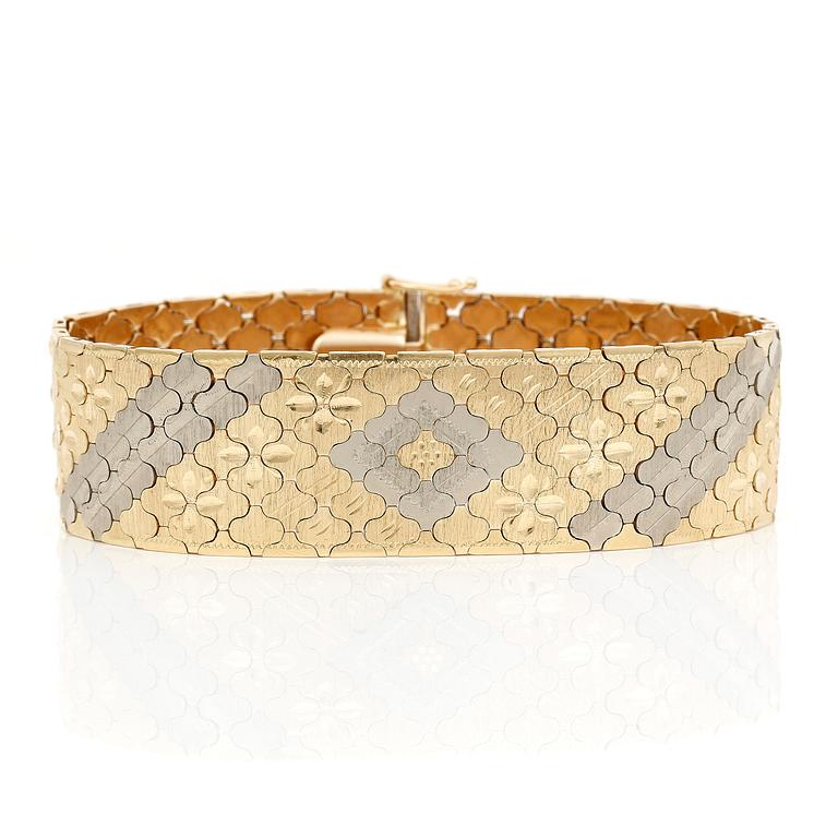 ARMBAND, tvåfärgat 18K guld, Vincenza, Italien, 1900-talets sista kvartal. Total vikt 57 g.