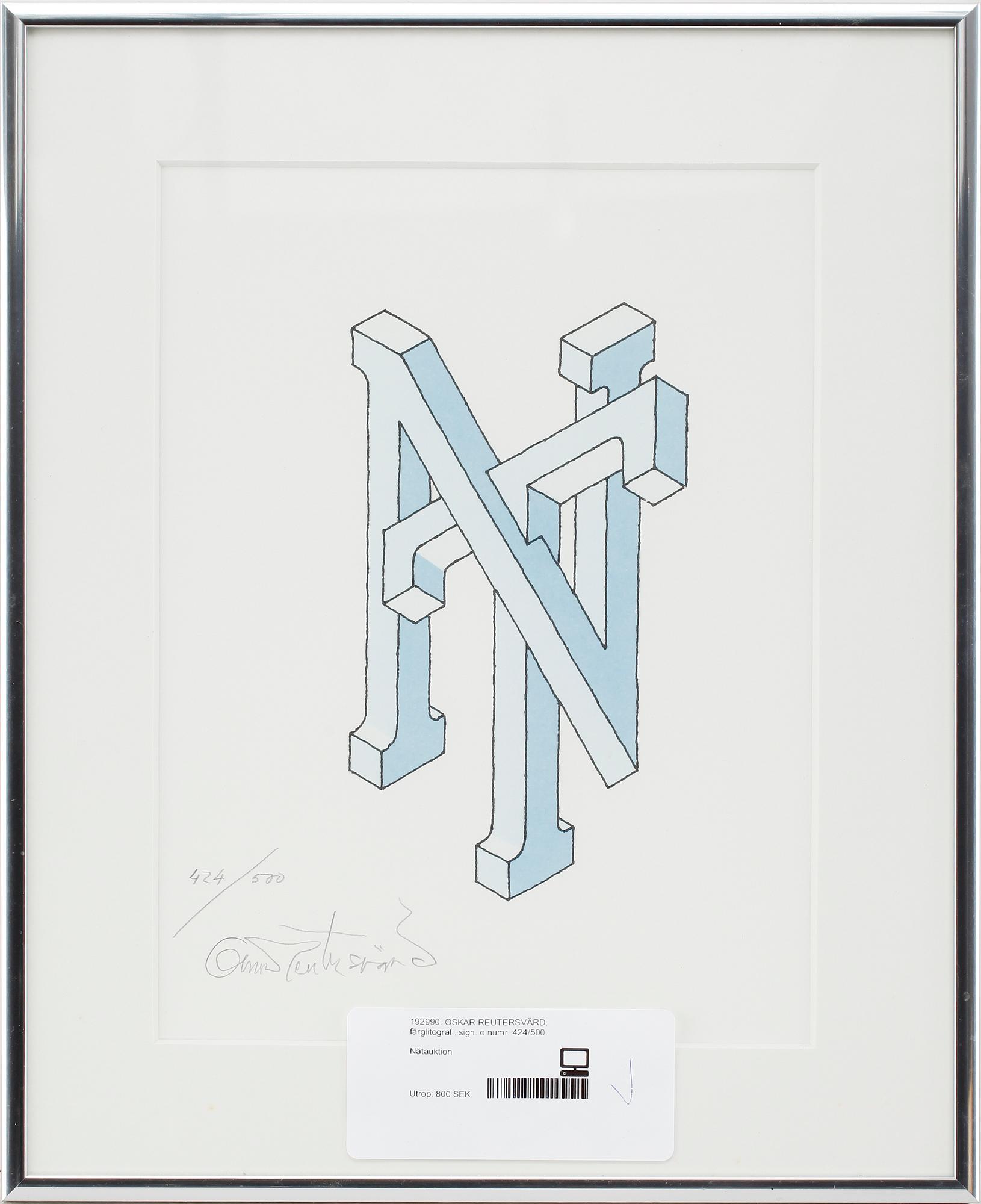 OSCAR REUTERSVÄRD, färglitografi, sign o numr 424/500.