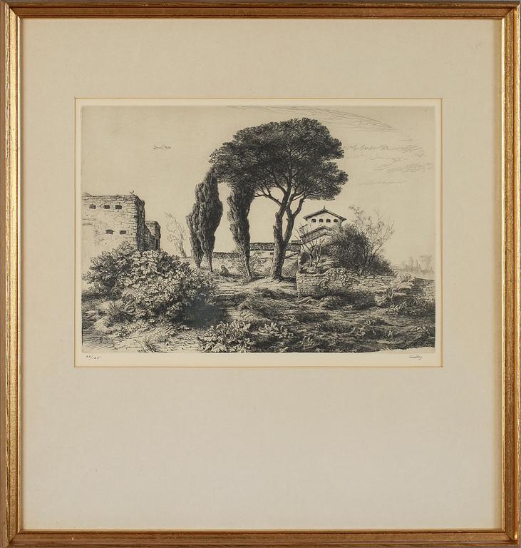 FOLKE GULLBY, 2 st, etsningar, signerade.