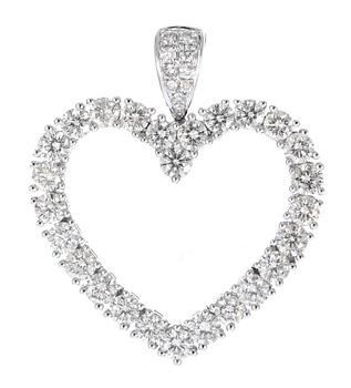536. A pendant, heartshaped, set with 36 brilliant cut diamonds, tot. 3 cts.