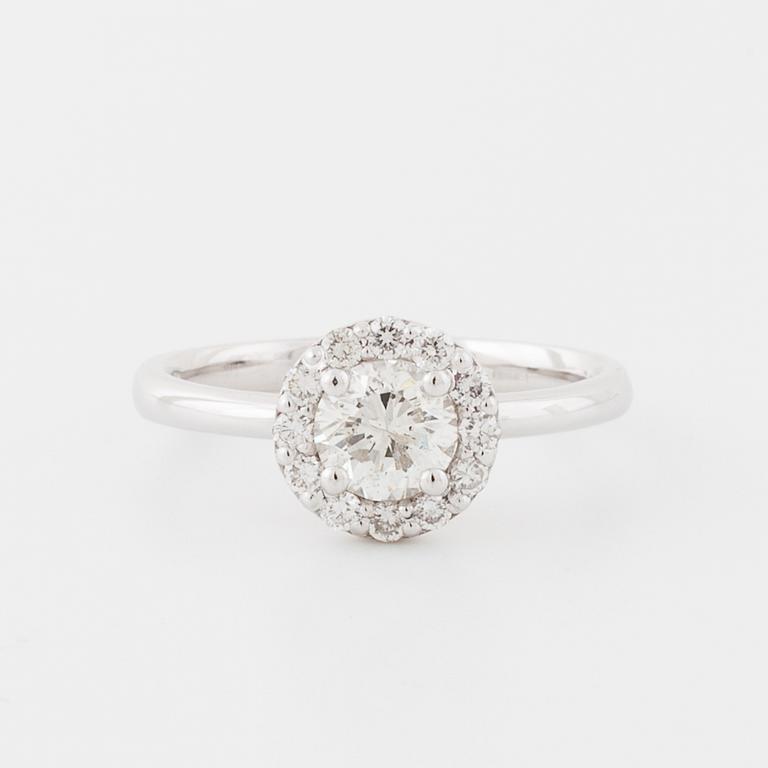 A brilliant cut diamond ring.