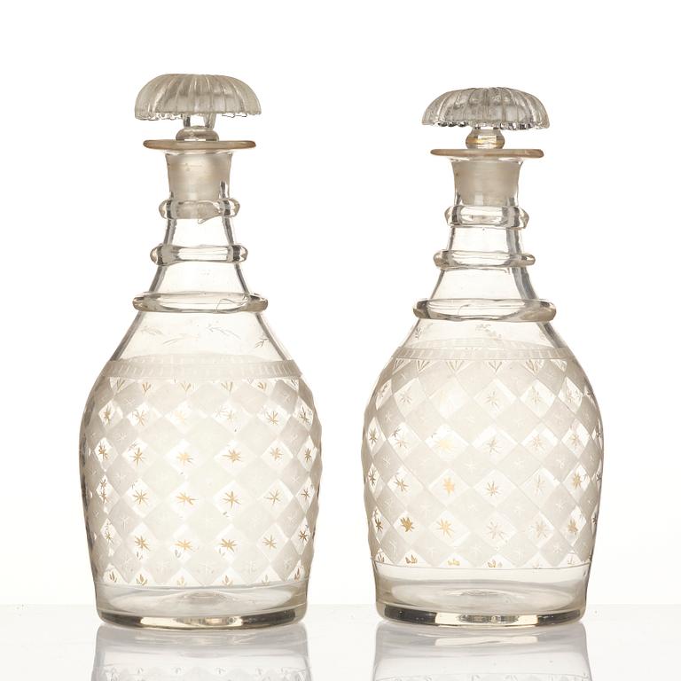 Decanters, a pair, possibly Kosta, circa 1900.