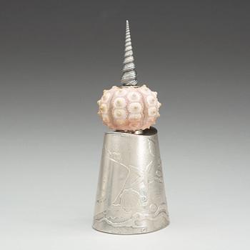 A Kristian Nilsson Sheherazade sterling lidded jar, Stockholm 1977.