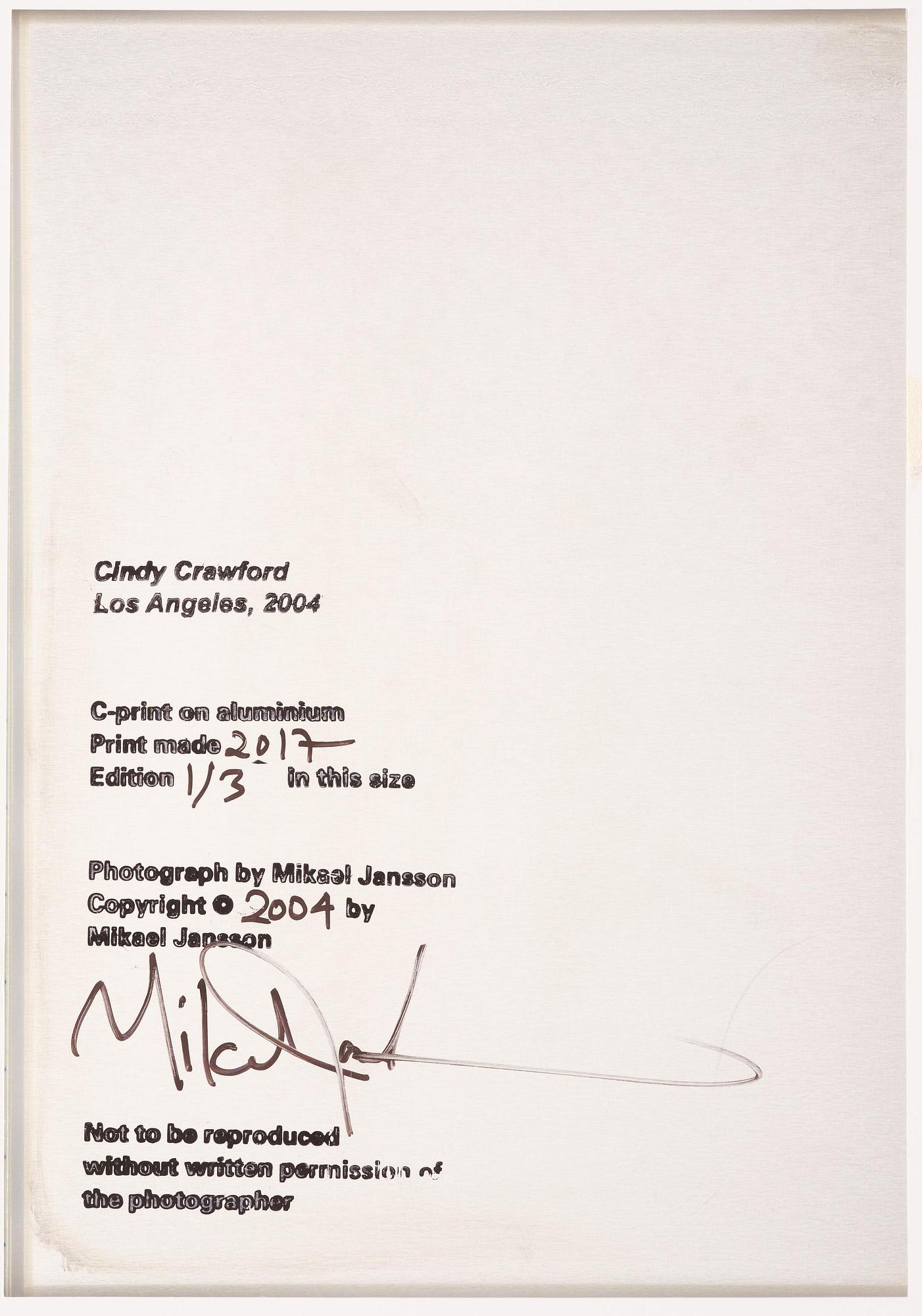 Mikael Jansson, "Cindy Crawford, Los Angeles", 2004.