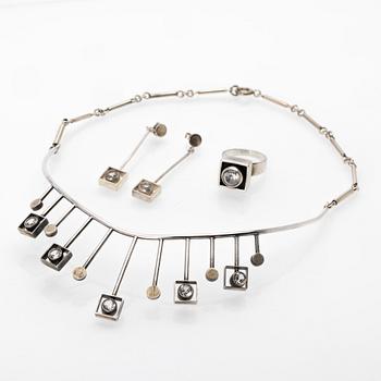 Jewellery set, 3 pieces, silver, Alton Falköping, 1967–1968.