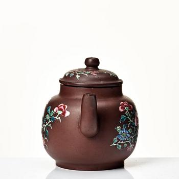 A yixing ware tea pot with cover, Qing dynasty, 18th Century.