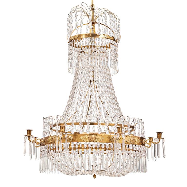 A Swedish Empire 1820/30's nine-light chandelier.