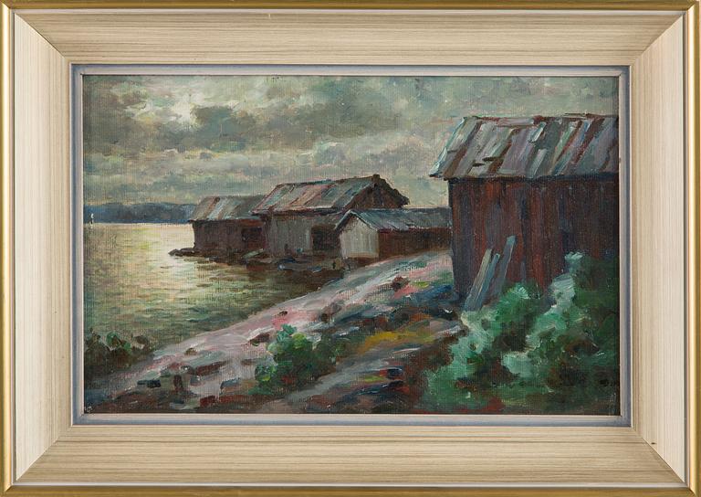 Ina Sjöström, Båthus vid stranden.