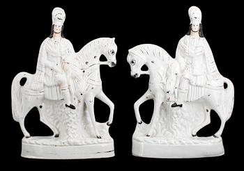 FIGURINER, ett par, porslin, Staffordshire, England 1800-tal.